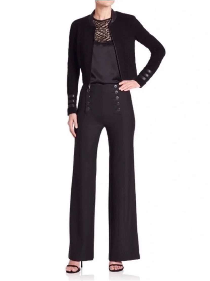 Nanette Lepore Black Leather Trim Jacket 0